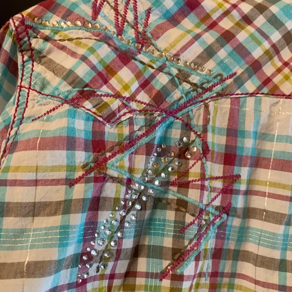 ❤️❤️❤️Ariat Plaid, Rhinestone shirt SP - Picture 2 of 8